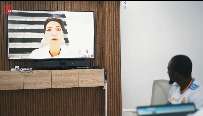 Doctor providing virtual consultation through telemedicine at Habib Medical Clinic Abuja.